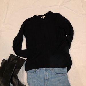 Black sweater with back zipper detail